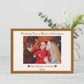 Schattigee rode, groene en gouden foto vrolijk ker feestdagenkaart (Staand voorkant)