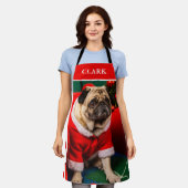 Schattigee Rode & Groene Hond Puppy Pet Fotonaam Schort (Gedragen)