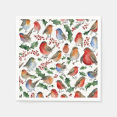 Schattigee rode groene kerst Robin Bird Waterverf Servet (Voorkant)
