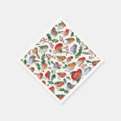 Schattigee rode groene kerst Robin Bird Waterverf Servet (Hoek)