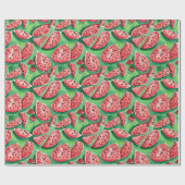 Schattigee rode groene zoete zomer watermeloen Wat Cadeaupapier (Vlak)