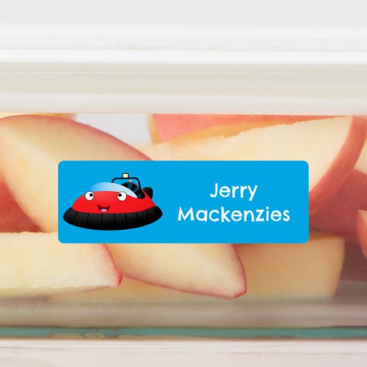 Schattigee rode Happy Hovercraft cartoon gepersona Labels (Aangebracht)