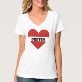 Schattigee Rode Hart Aangepaste Naam Vrouw T-shirt (Voorkant)