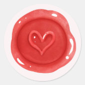 Schattigee Rode Hart Seal Valentijnsdag Ronde Stic Ronde Sticker (Voorkant)