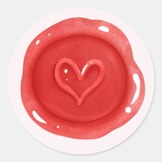 Schattigee Rode Hart Seal Valentijnsdag Ronde Stic Ronde Sticker (Voorkant)