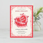 Schattigee rode hart taart boog vrijgezellenfeest kaart (Staand voorkant)