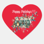 Schattigee Rode Hart Vorm Kerstmis Muizen Stickers (Voorkant)
