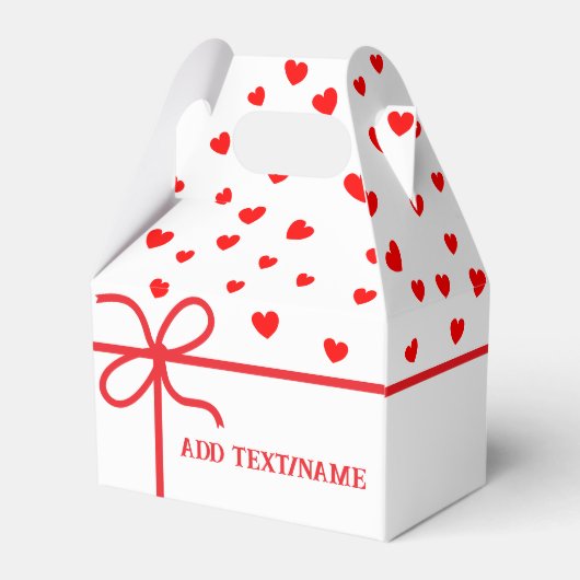 Schattigee rode harten en lint op maat bedankdoosjes (Achterkant)