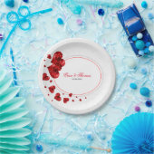 Schattigee rode harten en witte damast papieren bordje (Feest)