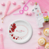 Schattigee rode harten en witte damast papieren bordje (Feest)