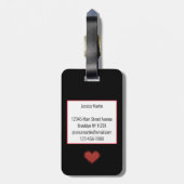 Schattigee Rode Harten Glitter  Bagagelabel (Achterkant verticaal)