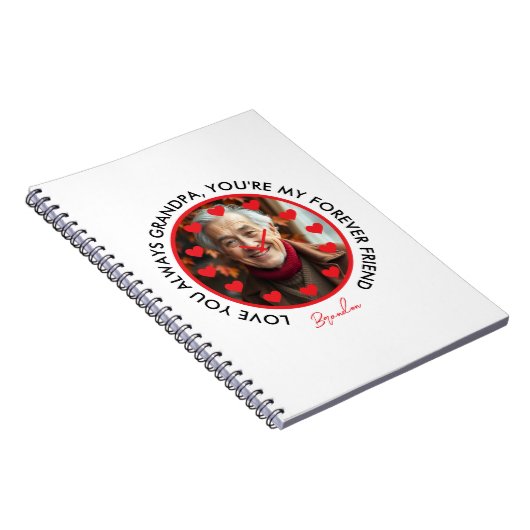 Schattigee Rode Harten Klok Liefde Grootouders Fot Notitieboek (Rechterzijde)