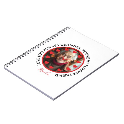 Schattigee Rode Harten Klok Liefde Grootouders Fot Notitieboek (Linkerzijde)