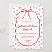 Schattigee Rode Harten met Bow Galentine's Day Par Kaart (Voorkant)
