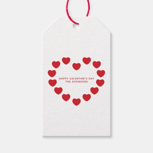 Schattigee rode harten moderne aangepaste Valentij Cadeaulabel (Voorkant)