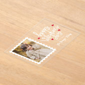 Schattigee Rode Harten Stempel Foto Valentijnsdag Acryl Uitnodigingen (Laagn)