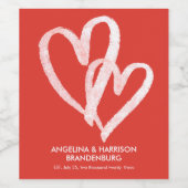 Schattigee rode harten Valentijnse  Koppels Wijn Etiket (Enkel label)