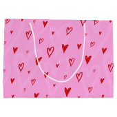 Schattigee rode hartjes op roze achtergrond groot cadeauzakje (Achterkant)