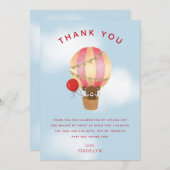 Schattigee Rode Hete Luchtballon Kinderen Verjaard Bedankkaart (Voorkant / Achterkant)