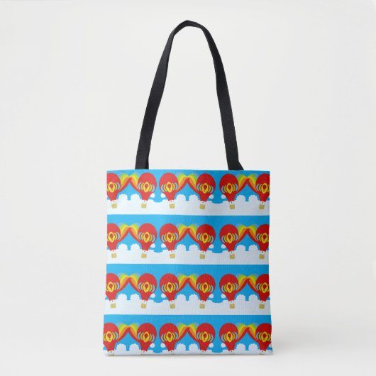 Schattigee rode heteluchtballonnen Rainbow Sky Des Tote Bag (Voorkant)