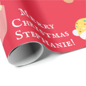 Schattigee Rode Kawaii Christmas Food Kinder Naam  Cadeaupapier (Rol Hoek)