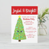 Schattigee rode Kawaii kerstboom Kind kerstfeest Kaart (Staand voorkant)