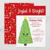 Schattigee rode Kawaii kerstboom Kind kerstfeest Kaart (Voorkant / Achterkant)