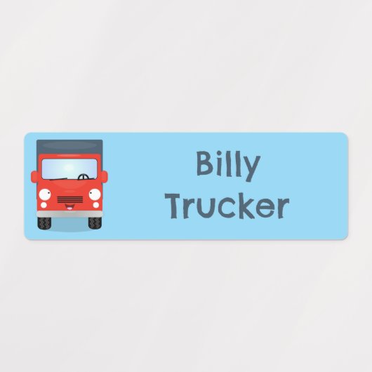 Schattigee rode kawaii truck cartoon gepersonalise labels (Design 2)