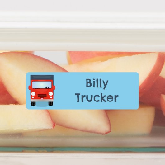 Schattigee rode kawaii truck cartoon gepersonalise labels (Aangebracht)