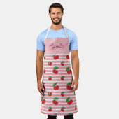 Schattigee rode kersenfruit ontwerp gepersonalisee schort (Gedragen)