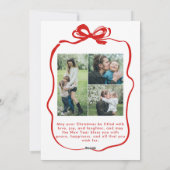 Schattigee Rode Kerst 4 Foto Hand-Drawn Bow Ribbon Feestdagenkaart (Achterkant)