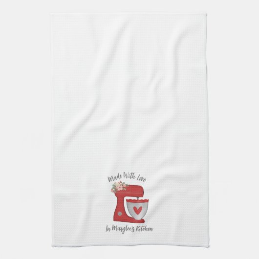 Schattigee Rode Kerst Bloemen Bakkerij Cake Mixer Theedoek (Verticaal)