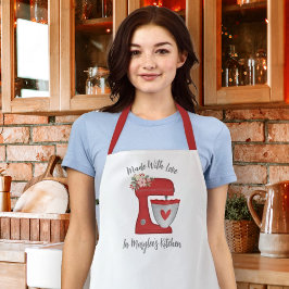 Schattigee Rode Kerst Bloemen Taart Mixer Schort