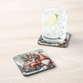 Schattigee Rode Kerst Gnoom/ Truck Bier Onderzetter (Rechterzijde)