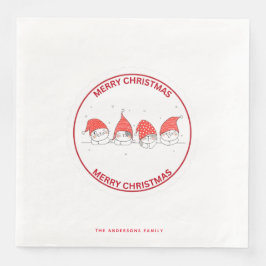 Schattigee rode kerst kawaii kat servet