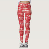Schattigee rode kerst met kerstbomen, herten leggings (Voorkant)