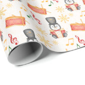 Schattigee rode kerst notenkrakerpinguïn cadeaupapier (Rol Hoek)