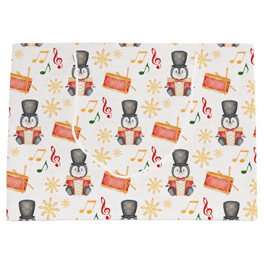 Schattigee rode kerst notenkrakerpinguïn groot cadeauzakje (Voorkant)