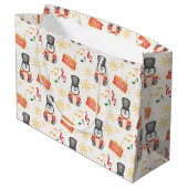 Schattigee rode kerst notenkrakerpinguïn groot cadeauzakje (Achterkant Gekanteld)