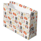 Schattigee rode kerst notenkrakerpinguïn groot cadeauzakje (Voorkant Gekanteld)