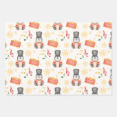 Schattigee rode kerst notenkrakerpinguïn inpakpapier vel (Voorkant 2)