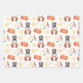 Schattigee rode kerst notenkrakerpinguïn inpakpapier vel