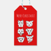 Schattigee rode kerst pitbull honden cadeaulabel (Voorkant)