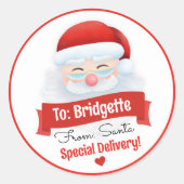 Schattigee rode kerstman kerstcadeau ronde sticker (Voorkant)