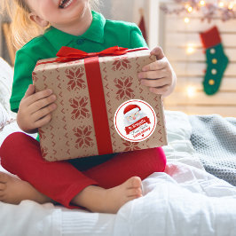 Schattigee rode kerstman kerstcadeau ronde sticker