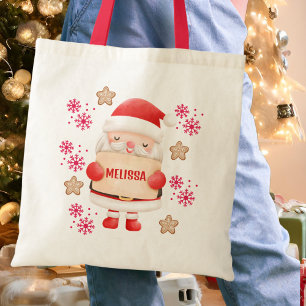 Schattigee Rode Kerstman Naam Tote Bag