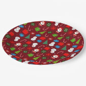 Schattigee rode kerstman & sneeuwmanpatroon papieren bordje (Gekanteld)
