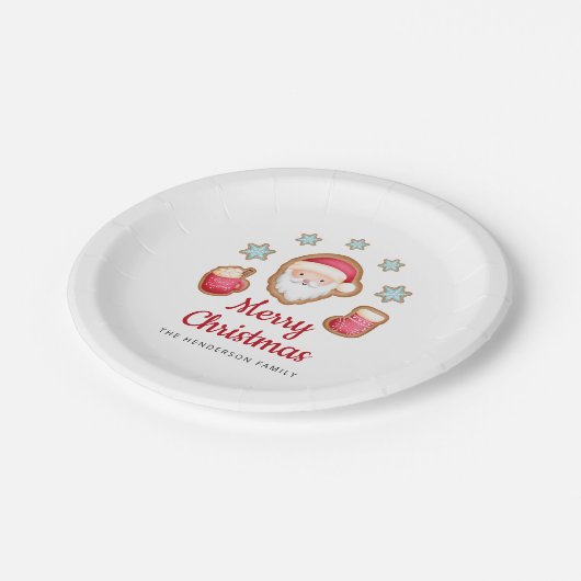 Schattigee Rode Kerstman Vrolijk Kerstfeest Papieren Bordje (Gekanteld)