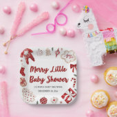 Schattigee rode kerstwinter vrolijk klein Baby sho Papieren Bordje (Feest)