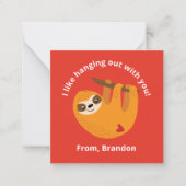 Schattigee Rode Kinder Luiaard Valentijnsdag Note  Notitiekaartje (Voorkant)